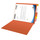 Orange letter size reinforced end tab folder with 2" bonded fastener on inside back. 11 pt orange stock. Packaged 50/250