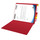 Red letter size reinforced end tab folder with 2" bonded fastener on inside back. 14 pt red stock. Packaged 50/250