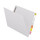 White letter size reinforced end tab folder with 2" bonded fastener on inside back. 14 pt white stock. Packaged 50/250