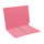 Pink letter size reinforced end tab folder with 1/2 pocket on inside front. 11 pt pink stock. Packaged 50/250.