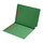 Green letter size reinforced top and end tab folder with 1 1/2" paper expansion and 2" bonded fasteners on inside front and back. 14 pt green stock. Packaged 50/250