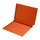 Orange letter size reinforced top and end tab folder with 1 1/2" paper expansion and 2" bonded fasteners on inside front and back. 14 pt orange stock. Packaged 50/250