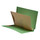 Green letter size reinforced end tab folder with 2" bonded fastener on inside front and back, and one manila divider installed with 2" bonded fasteners on both sides. 11 pt green stock folders and 11 pt manila stock dividers. Packaged 40/200