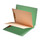 Green letter size reinforced end tab folder with 2" bonded fastener on inside front and back, and two manila dividers installed with 2" bonded fasteners on both sides. 11 pt green stock folders and 11 pt manila stock dividers. Packaged 40/200