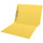 Yellow Kardex match letter size reinforced top and end tab folder with tic marks printed on end tab and 2" bonded fastener on inside back. 11 pt yellow stock. Packaged 50/250.