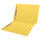 Yellow Kardex match letter size reinforced top and end tab folder with tic marks printed on end tab and 2" bonded fastener on inside front and back. 11 pt yellow stock. Packaged 50/250.