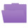 Lavender letter size top tab single ply folders with 1/3 cut assorted tabs and 2" bonded fastener on inside front and inside back. 11 pt lavender stock. Packaged 50/250