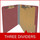 Dark red letter size end tab three divider classification folder with 3" russet brown tyvek expansion, with 2" bonded fasteners on inside front and inside back and 1" duo fastener on dividers - DV-S43-38-3ARD