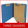 Royal blue letter size end tab three divider classification folder with 3" dark blue tyvek expansion, with 2" bonded fasteners on inside front and inside back and 1" duo fastener on dividers - DV-S43-38-3RBL