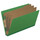 Moss green legal size end tab three divider classification folder with 3" dark green tyvek expansion, with 2" bonded fasteners on inside front and inside back and 1" duo fastener on dividers - DV-S53-38-3MGN