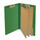 Moss green legal size end tab three divider classification folder with 3" dark green tyvek expansion, with 2" bonded fasteners on inside front and inside back and 1" duo fastener on dividers - DV-S53-38-3MGN