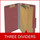 Dark red legal size top tab three divider classification folder with 3" russet brown tyvek expansion, with 2" bonded fasteners on inside front and inside back and 1" duo fastener on dividers - DV-T53-38-3ARD