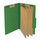 Moss green legal size top tab three divider classification folder with 3" dark green tyvek expansion, with 2" bonded fasteners on inside front and inside back and 1" duo fastener on dividers - DV-T53-38-3MGN