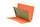 Orange letter size reinforced end tab folder with 2" bonded fastener on inside front and back, one manila divider installed with 2" bonded fasteners on both sides, and 3" mylar reinforement on spine - S-09286-ORG