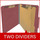 Dark red letter size top tab two divider classification folder with 2" russet brown tyvek expansion, with 2" bonded fasteners on inside front and inside back and 1" duo fastener on dividers - DV-T42-26-3ARD