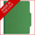 Moss green letter size top tab two divider classification folder with 2" dark green tyvek expansion, with 2" bonded fasteners on inside front and inside back and 1" duo fastener on dividers - DV-T42-26-3MGN