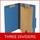 Royal blue legal size top tab three divider classification folder with 3" dark blue tyvek expansion, with 2" bonded fasteners on inside front and inside back and 1" duo fastener on dividers - DV-T53-38-3RBL