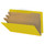 Yellow legal size end tab three divider classification folder with 3" lemon yellow tyvek expansion, with 2" bonded fasteners on inside front and inside back and 1" duo fastener on dividers - DV-S53-38-3YLW