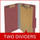 Dark red legal size top tab two divider classification folder with 2" russet brown tyvek expansion, with 2" bonded fasteners on inside front and inside back and 1" duo fastener on dividers - DV-T52-26-3ARD