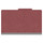 Dark red legal size top tab two divider classification folder with 2" russet brown tyvek expansion, with 2" bonded fasteners on inside front and inside back and 1" duo fastener on dividers - DV-T52-26-3ARD