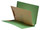 Green letter size reinforced end tab folder with 2" bonded fastener on inside front and back, one manila divider installed with 2" bonded fasteners on both sides, and 3" mylar reinforement on spine - S-09285-GRN