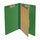 Moss green legal size top tab one divider classification folder with 2" dark green tyvek expansion, with 2" bonded fasteners on inside front and inside back and 1" duo fastener on divider - DV-T52-14-3MGN