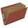 Red legal size end tab three divider classification folder with 3" russet brown tyvek expansion, with 2" bonded fasteners on inside front and inside back and 1" duo fastener on dividers - DV-S53-38-3RED