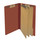 Red legal size end tab three divider classification folder with 3" russet brown tyvek expansion, with 2" bonded fasteners on inside front and inside back and 1" duo fastener on dividers - DV-S53-38-3RED