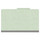 Pale green legal size top tab three divider classification folder with 3" gray tyvek expansion, with 2" bonded fasteners on inside front and inside back and 1" duo fastener on dividers - DV-T53-38-3PGN