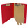 Deep red letter size end tab three divider classification folder with 3" gray tyvek expansion, with 2" bonded fasteners on inside front and inside back and 1" duo fastener on dividers - DV-S43-38-3DRD