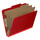 Deep red letter size top tab three divider classification folder with 3" gray tyvek expansion, with 2" bonded fasteners on inside front and inside back and 1" duo fastener on dividers - DV-T43-38-3DRD