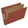 Red legal size end tab one divider classification folder with 2" russet brown tyvek expansion, with 2" bonded fasteners on inside front and inside back and 1" duo fastener on divider - DV-S52-14-3RED