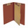 Red legal size end tab one divider classification folder with 2" russet brown tyvek expansion, with 2" bonded fasteners on inside front and inside back and 1" duo fastener on divider - DV-S52-14-3RED