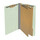 Pale green legal size end tab two divider classification folder with 2" gray tyvek expansion, with 2" bonded fasteners on inside front and inside back and 1" duo fastener on dividers - DV-S52-26-3PGN