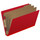 Deep red legal size end tab three divider classification folder with 3" gray tyvek expansion, with 2" bonded fasteners on inside front and inside back and 1" duo fastener on dividers - DV-S53-38-3DRD