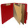 Deep red letter size top tab two divider classification folder with 2" gray tyvek expansion, with 2" bonded fasteners on inside front and inside back and 1" duo fastener on dividers - DV-T42-26-3DRD