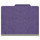 Purple letter size top tab three divider classification folder with 3" grey tyvek expansion, with 2" bonded fasteners on inside front and inside back and 1" duo fastener on dividers - DV-T43-38-3PRP