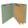 Green letter size end tab two divider classification folder with 2" gray tyvek expansion, with 2" bonded fasteners on inside front and inside back and 1" duo fastener on dividers - DV-S42-26-3AGN