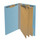 Blue legal size end tab three divider classification folder with 3" gray tyvek expansion, with 2" bonded fasteners on inside front and inside back and 1" duo fastener on dividers - DV-S53-38-3BLU