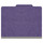 Purple letter size top tab one divider classification folder with 2" gray tyvek expansion, with 2" bonded fasteners on inside front and inside back and 1" duo fastener on divider - DV-T42-14-3PRP