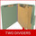 Green letter size top tab two divider classification folder with 2" gray tyvek expansion, with 2" bonded fasteners on inside front and inside back and 1" duo fastener on dividers - DV-T42-26-3AGN