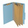 Blue legal size top tab three divider classification folder with 3" gray tyvek expansion, with 2" bonded fasteners on inside front and inside back and 1" duo fastener on dividers - DV-T53-38-3BLU