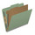 Green letter size top tab one divider classification folder with 2" gray tyvek expansion, with 2" bonded fasteners on inside front and inside back and 1" duo fastener on divider - DV-T42-14-3AGN