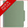 Green letter size top tab one divider classification folder with 2" gray tyvek expansion, with 2" bonded fasteners on inside front and inside back and 1" duo fastener on divider - DV-T42-14-3AGN