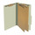 Green legal size top tab two divider classification folder with 2" gray tyvek expansion, with 2" bonded fasteners on inside front and inside back and 1" duo fastener on dividers - DV-T52-26-3GRN