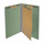 Green legal size end tab one divider classification folder with 2" gray tyvek expansion, with 2" bonded fasteners on inside front and inside back and 1" duo fastener on divider - DV-S52-14-3AGN