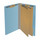 Blue legal size end tab two divider classification folder with 2" gray tyvek expansion, with 2" bonded fasteners on inside front and inside back and 1" duo fastener on dividers - DV-S52-26-3BLU