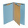 Blue legal size end tab one divider classification folder with 2" gray tyvek expansion, with 2" bonded fasteners on inside front and inside back and 1" duo fastener on divider - DV-S52-14-3BLU