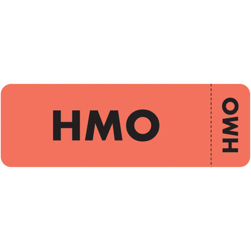 "HMO" Label - FL. Red - 3" x 1" - Box of 250