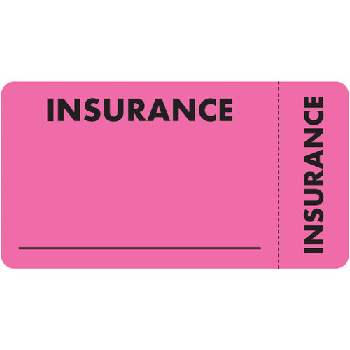 "Insurance" Label - Fl. Pink - 3 1/4" x 1 3/4" - Box of 250 MAP5210